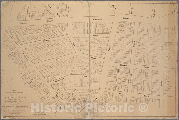 Historic 1890 Map - Map Showing The Relative Position Of Lots With The New Fire Cistof New York City And State - Manhattan - Vintage Wall Art