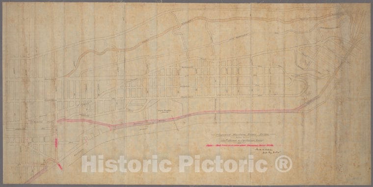 Historic 1893 Map - Proposed Harlem River Drive From 155Th Street To Dyckman River.Of New York City And State - Manhattan - Vintage Wall Art