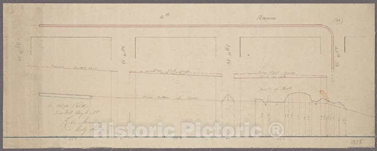 Historic 1858 Map - Paving Map [4Th Ave. From 37Th To 40Th Street].Of New York City And State - Manhattan - Vintage Wall Art