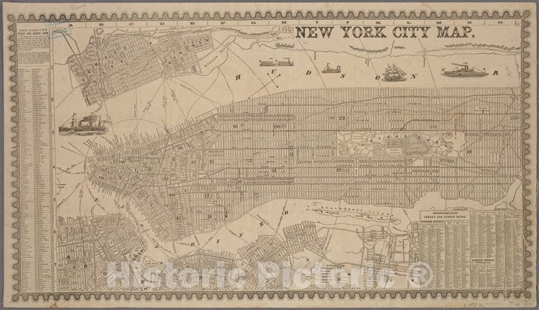 Historic 1857 Map - New York City Map. - -Maps Of New York City And State - Manhattan - Vintage Wall Art