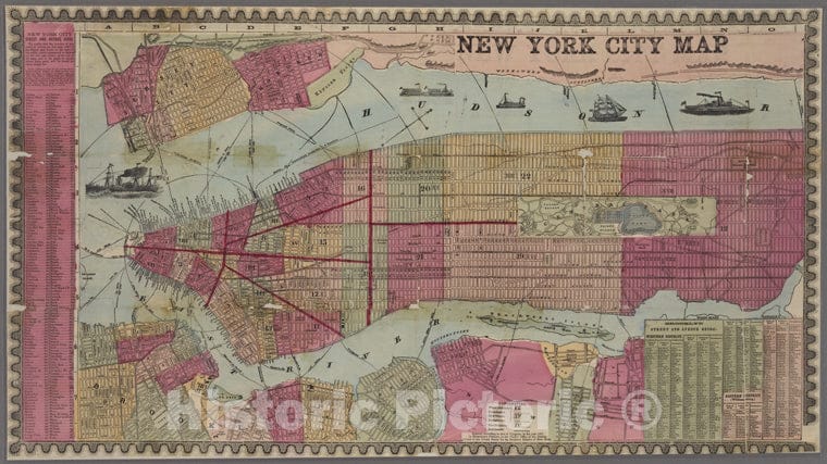 Historic 1857 Map - New York City Map. - -Maps Of New York City And State - Manhattan - Vintage Wall Art, V2