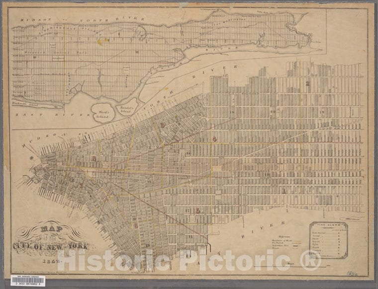 Historic 1852 Map - Map Of The City Of New York.Of New York City And State - Manhattan - Vintage Wall Art