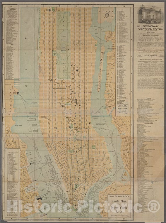 Historic Map - 1896 Manhattan (New York, N.Y.), Map Of New York City Showing Portions Of Brooklyn, Jersey City, And Westchester Co. On Enlarged Scale. - Vintage Wall Art