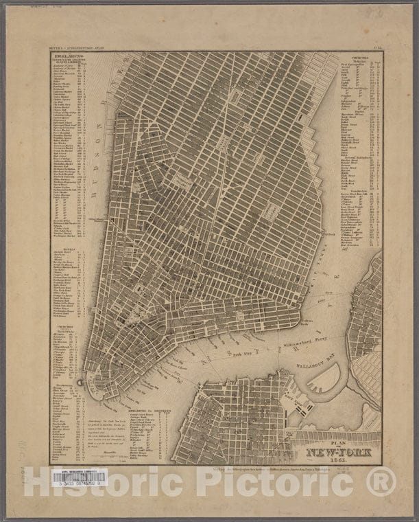 Historic 1851 Map - Plan Von New-York - -Maps Of New York City And State - Manhattan - Vintage Wall Art