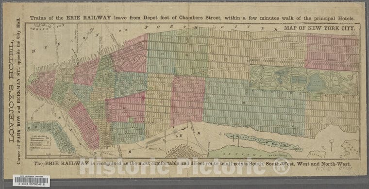 Historic 1870 Map - Map Of New York City. - New York (N.Y.) - Manhattan (New York, N.Y.) - New York (State) Maps Of New York City And State - Manhattan - Vintage Wall Art