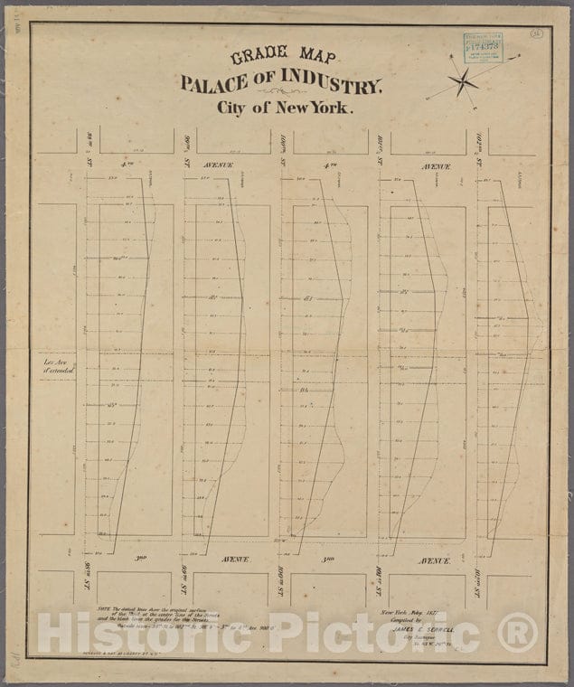 Historic Map - 1871 Manhattan (New York, N.Y.) Palace Of Industry : City Of New York - Vintage Wall Art