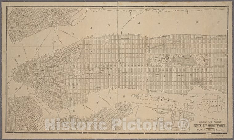 Historic 1958 Map - Map Of New York City South Of 118Th Street.Of New York City And State - Manhattan - Vintage Wall Art