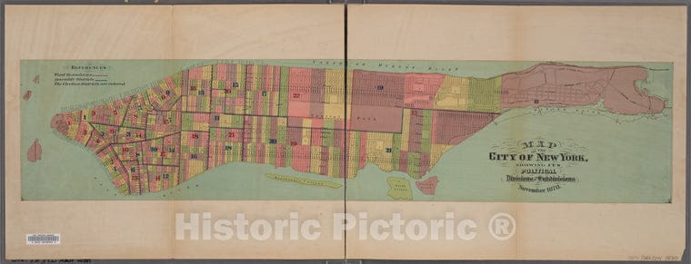 Historic Map - 1870 Manhattan (New York, N.Y.), Map Of The City Of New York, Showing Its Political Divisions And Subdivisions. - Vintage Wall Art