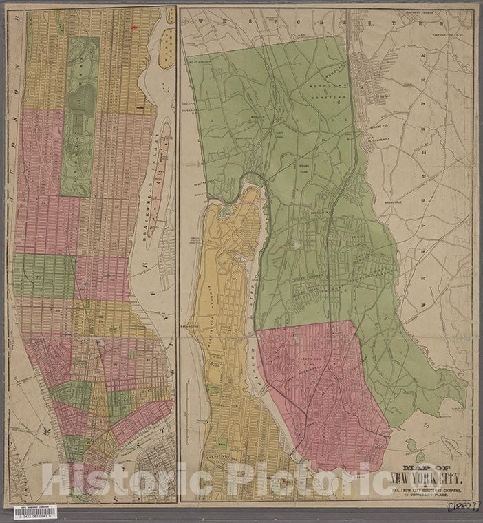 Historic Map - 1880 Manhattan (New York, N.Y.), Map Of New York City - Vintage Wall Art