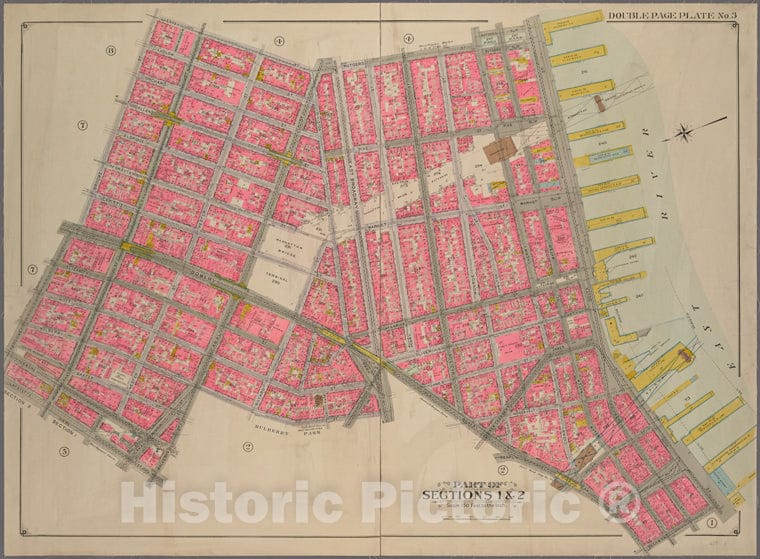 Historic 1911 Map - Map Of Part Of Sections 1 & 2, Including The Approach To The Manof New York City And State - Manhattan - Vintage Wall Art