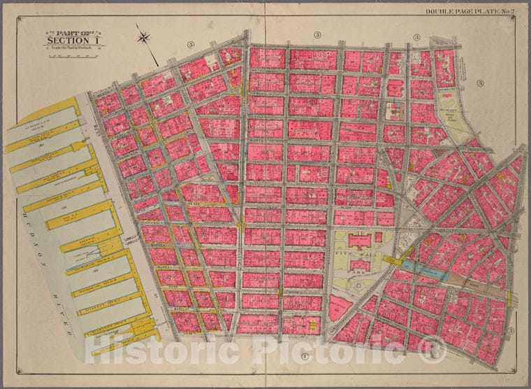 Historic 1911 Map - New York City, Part Of Map Of Part Of Section 1, Including Approof New York City And State - Manhattan - Vintage Wall Art