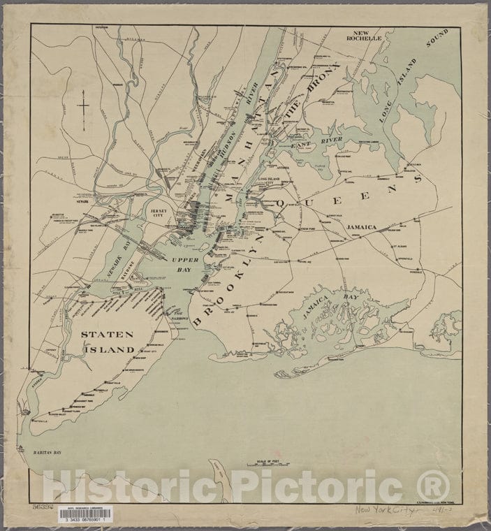 Historic 1910 Map - [Freight Terminal Map Of The Port Of New York.] Of New York City And State - Manhattan - Vintage Wall Art