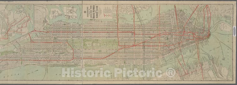 Historic 1921 Map - Hagstrom'S Map Of Upper New York House Number And Subway Guide.Of New York City And State - Manhattan - Vintage Wall Art