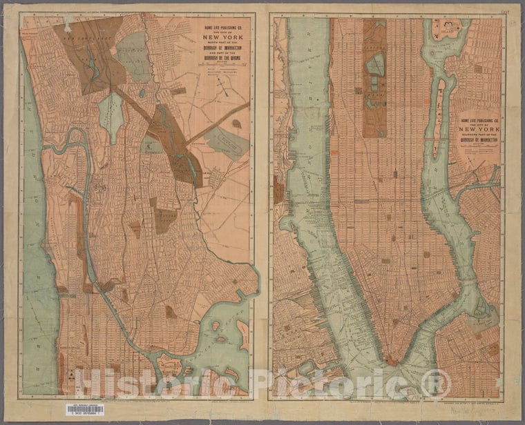 Historic 1904 Map - Thehome Life Publishing Co.' S Map Of The City Of New York.Of New York City And State - Manhattan - Vintage Wall Art