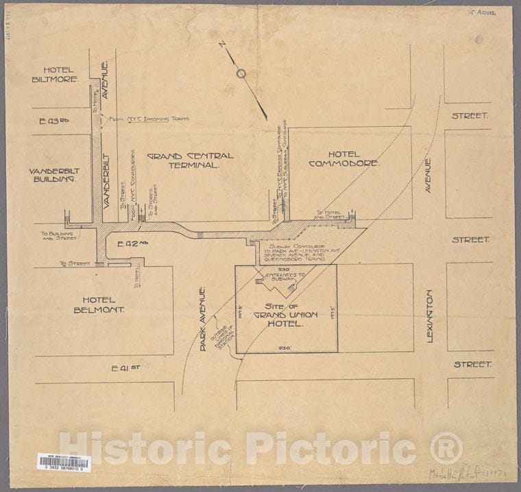 Historic 1917 Map - [Vicinity Of Grand Central Terminal, Hotel Commodore, Site Of Grand Union Hotel, Etc.] Of New York City And State - Manhattan - Vintage Wall Art