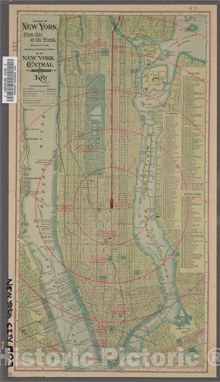 Historic 1903 Map - Center Of New York, First City Of The World.Of New York City And State - Manhattan - Vintage Wall Art