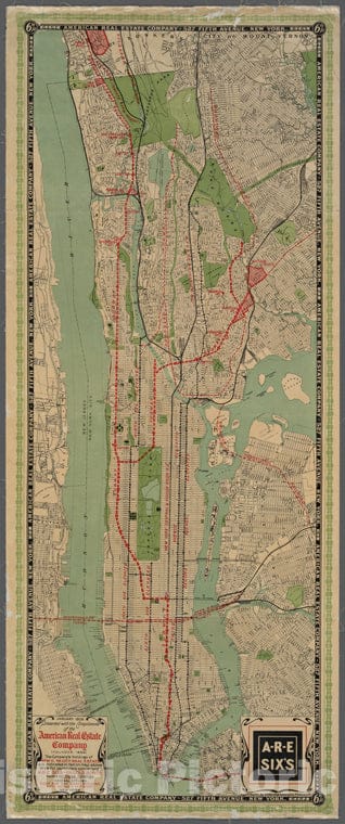 Historic 1909 Map - [Map Of New York City] Presented With The Compliments Of The American Real Estate Company.Of New York City And State - Manhattan - Vintage Wall Art