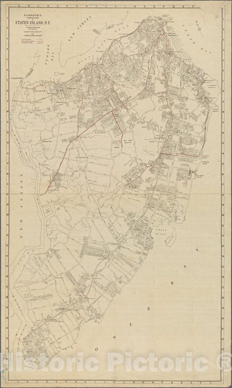 Historic 1920 Map - Hammond'S Complete Map Of Staten Island, N.Y, Borough Of Richmond, New York City.Of New York City And State - Staten Island - Vintage Wall Art