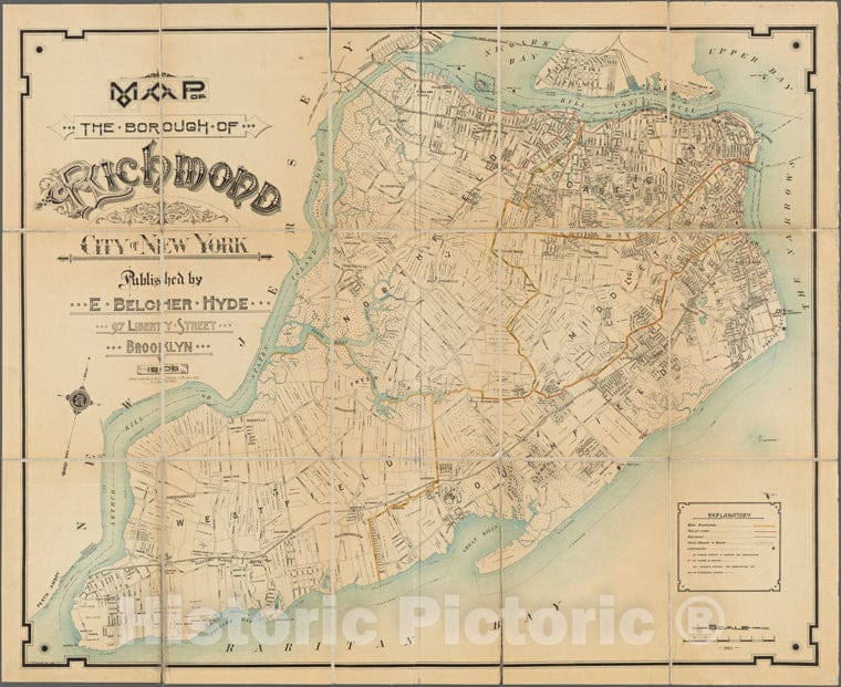 Historic 1906 Map - Map Of The Borough Of Richmond, City Of New York.Of New York City And State - Staten Island - Vintage Wall Art