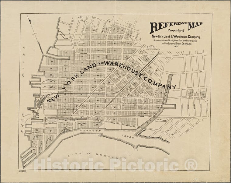 Historic 1900 Map - [Long Island City] Reference Map Of The Property Of New York Lanof New York City And State - Queens - Vintage Wall Art