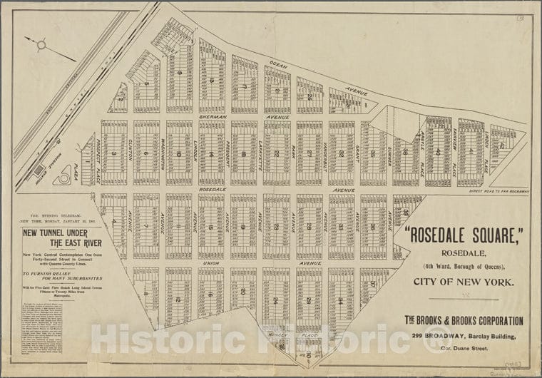 Historic 1905 Map - Map Of Rosedale Square, Rosedale, Fourth Ward, Borough Of Queens, City Of New York.Of New York City And State - Queens - Vintage Wall Art