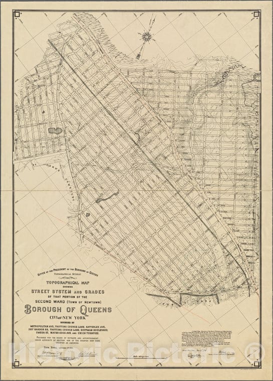 Historic 1906 Map - Queens Borough, Topographical Bureau. Topographic Map Showing Stof New York City And State - Queens - Vintage Wall Art