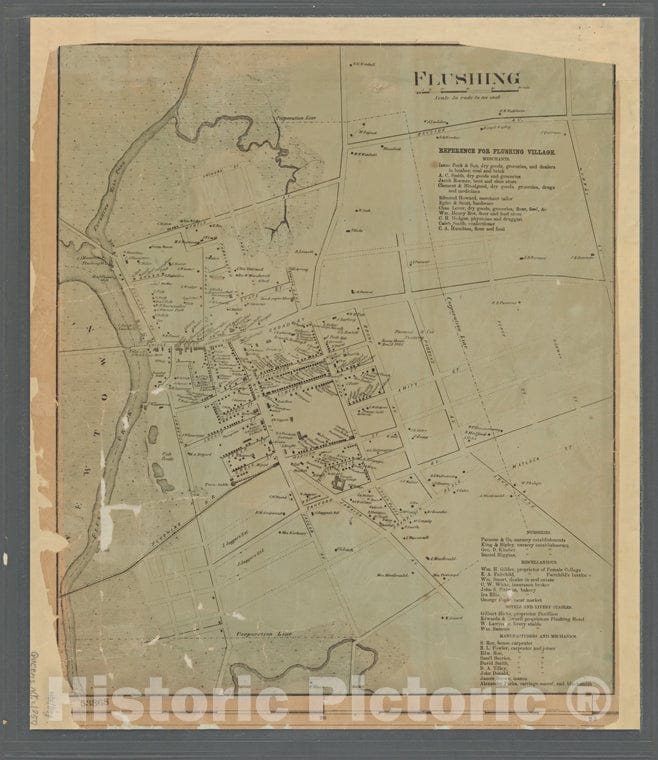 Historic 1859 Map - Village Of Flushing, An Inset Map From Topographical Map Of The Counties Of Kings And Queens.Of New York City And State - Queens - Vintage Wall Art