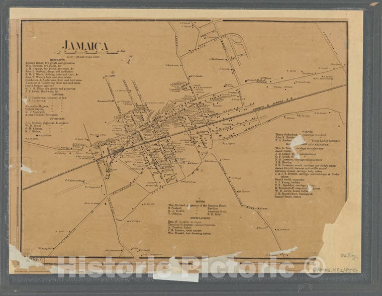 Historic 1859 Map - Village Of Jamaica, An Inset Map From Topographical Map Of The Counties Of Kings And Queens.Of New York City And State - Queens - Vintage Wall Art