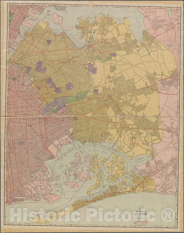 Historic 1911 Map - Williams Map Of Borough Of Queens.Of New York City And State - Queens - Vintage Wall Art