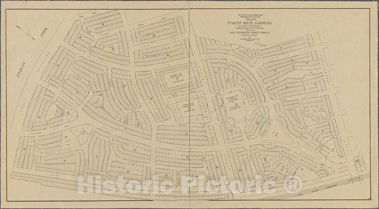 Historic 1912 Map - Map Of Forest Hills Gardens, Situated At Forest Hills, Borough Of Queens, City Of New York.Of New York City And State - Queens - Vintage Wall Art