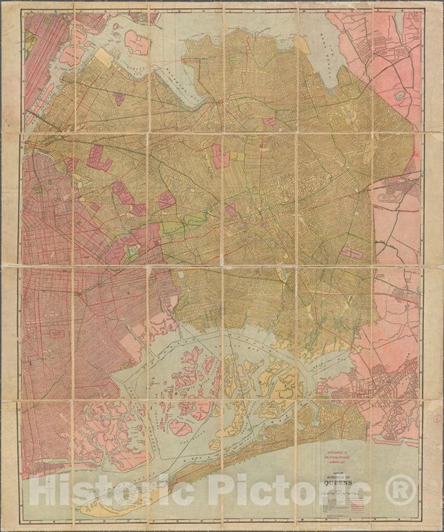 Historic 1916 Map - Map Of Borough Of Queens, Supplent To The Brooklyn Eagle Almanac, 1917.Of New York City And State - Queens - Vintage Wall Art