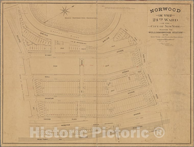 Historic 1889 Map - Norwood In The 24Th Ward Of The City Of New York.Of New York City And State - Bronx - Vintage Wall Art