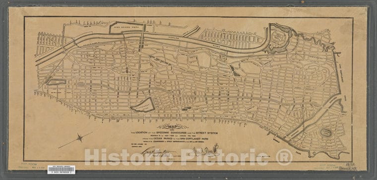 Historic 1892 Map - Map Showing The Location Of The Speedway Concourse, And The Streof New York City And State - Bronx - Vintage Wall Art