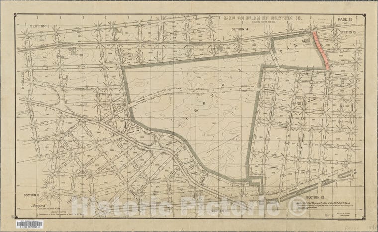 Historic 1894 Map - Map Or Plan Of Section 10 .Of Final Maps And Profiles Of The 23Rd And 24Th Wards.Of New York City And State - Bronx - Vintage Wall Art