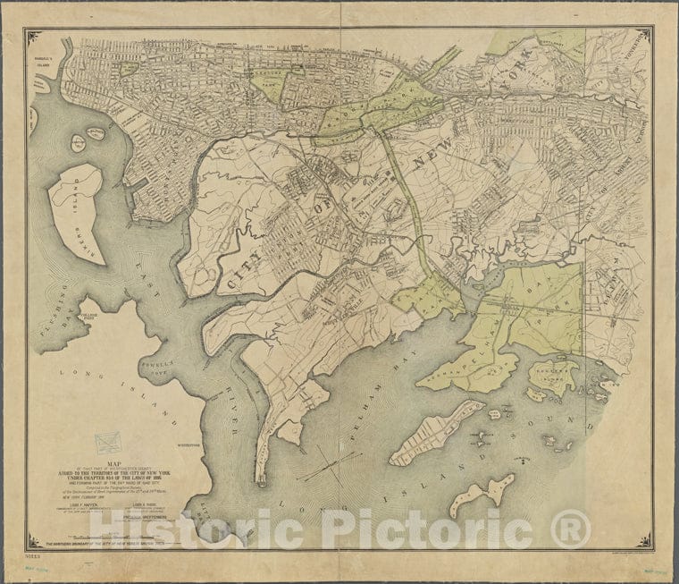 Historic 1895 Map - Map Of The Great North Side Of New York Showing The New Street Sof New York City And State - Bronx - Vintage Wall Art