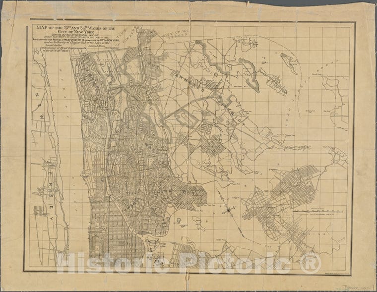 Historic 1895 Map - Map Of The 23Rd & 24Th Wards Of The City Of New York, Showing Thof New York City And State - Bronx - Vintage Wall Art