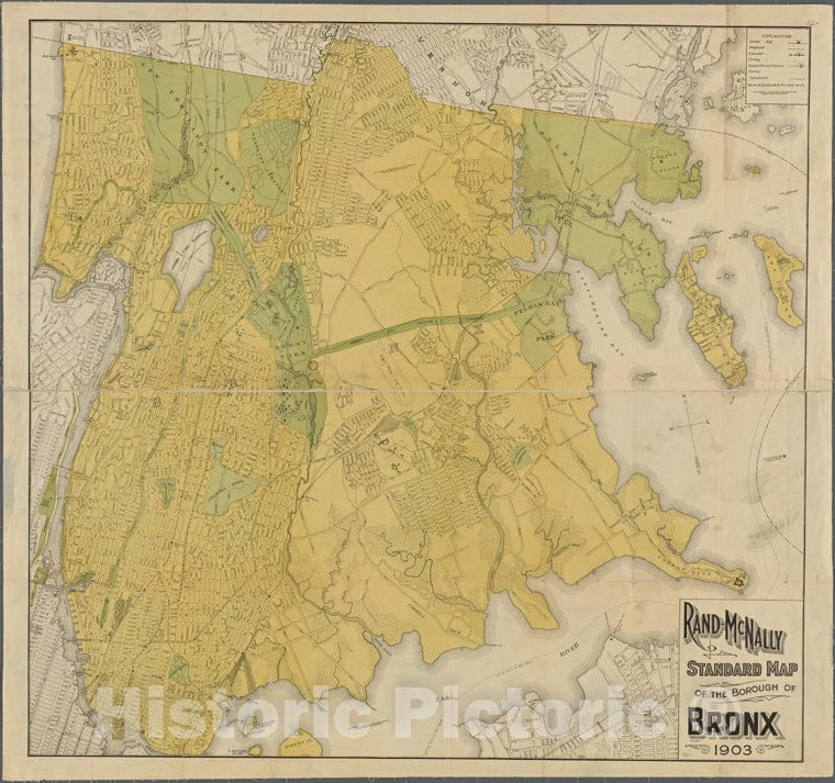 Historic 1903 Map - New Standard Map Of The Borough Of Bronx.Of New York City And State - Bronx - Vintage Wall Art