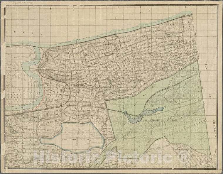 Historic 1905 Map - [Topographical Map Of The Western Part Of The Bronx, North Of Spuyten Duyvil] (Van Cortlandt Park).Of New York City And State - Bronx - Vintage Wall Art