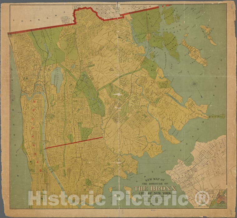 Historic 1898 Map - Map Of The Borough Of The Bronx, City Of New York, Adopted From The Most Recent And Correct Surveys.Of New York City And State - Bronx - Vintage Wall Art