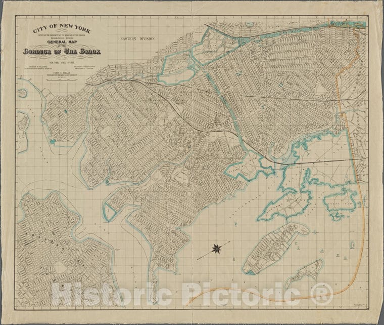 Historic 1913 Map - General Map Of The Borough Of The Bronx. Eastern Division.Of New York City And State - Bronx - Vintage Wall Art