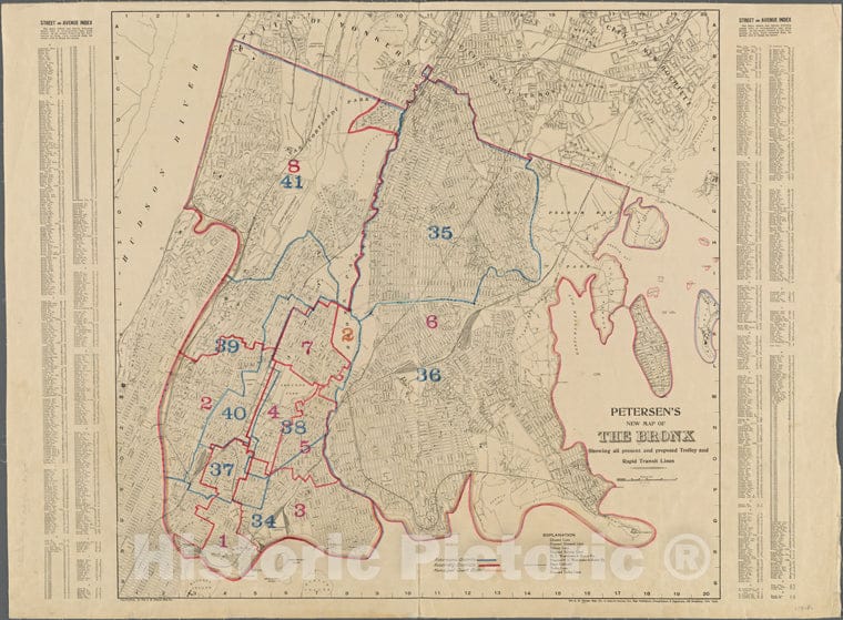 Historic 1918 Map - Petersen'S New Map Of The Bronx, Showing All Present And Proposeof New York City And State - Bronx - Vintage Wall Art