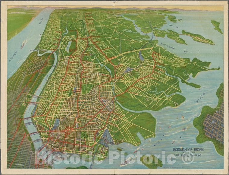 Historic 1921 Map - Panorama Of The Borough Of The Bronx Issued By The Bronx Home News.Of New York City And State - Bronx - Vintage Wall Art