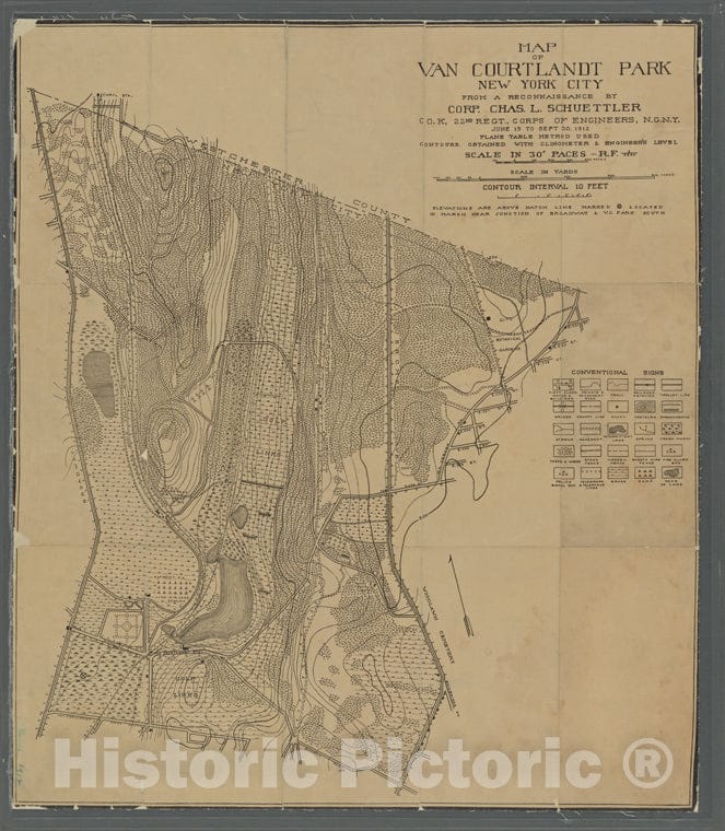 Historic 1912 Map - Map Of Van Courtlandt Park, [Bronx] New York City, From A Reconnof New York City And State - Bronx - Vintage Wall Art