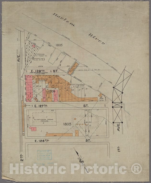 Historic 1895 Map - [Map Bounded By 2Nd Ave, Harlem River, 1St Ave, E.126Th St.]Of New York City And State - Manhattan - Vintage Wall Art