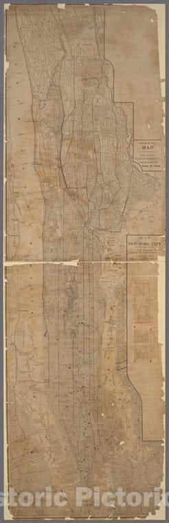 Historic 1884 Map - Map Of New York City. The Trow City Directory Company. New York Free Circulating Library.Of New York City And State - Manhattan - Vintage Wall Art