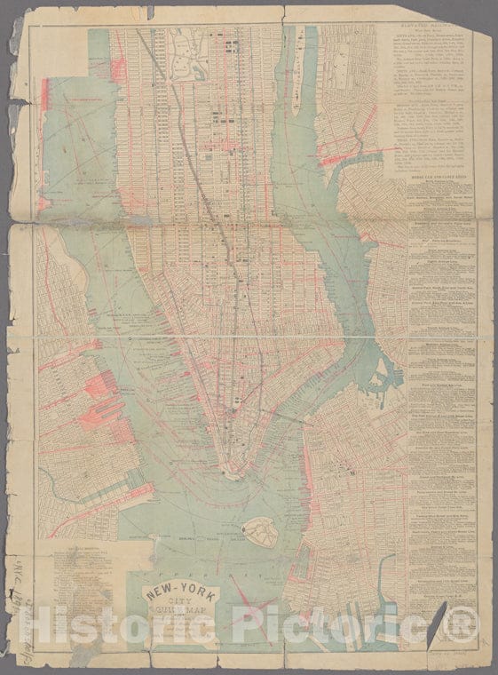 Historic 1891 Map - New Map Of The City Of Brooklynof New York City And State - Manhattan - Vintage Wall Art