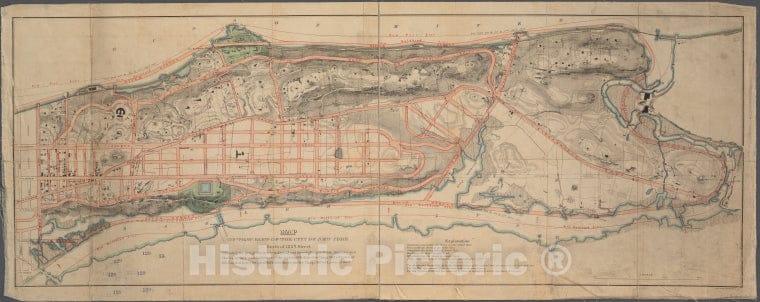 Historic 1868 Map - Map Of That Part Of The City Of New York North Of 155Th St. Show - New York (State) - New Yorkmaps Of New York City And State - Manhattan - Vintage Wall Art