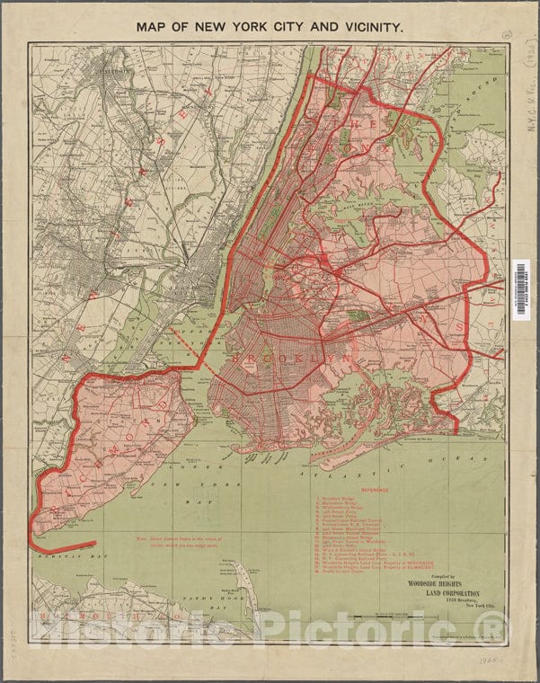 Historic 1920 Map - Map Of New York City And Vicinity Giving Radial Distances From Tof New York City And State - New York City & Vicinity - Vintage Wall Art