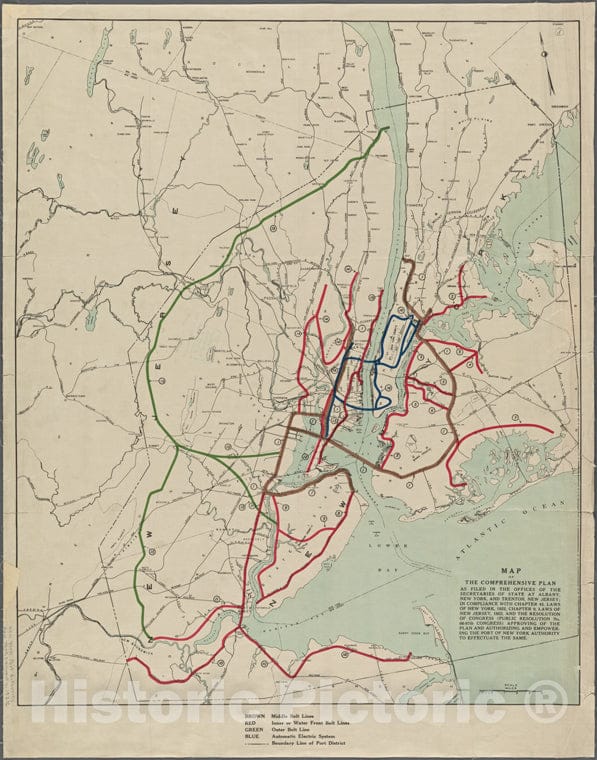 Historic 1922 Map - Map Of The Comprehensive Plan As Filed In The Offices Of The Secof New York City And State - New York City & Vicinity - Vintage Wall Art