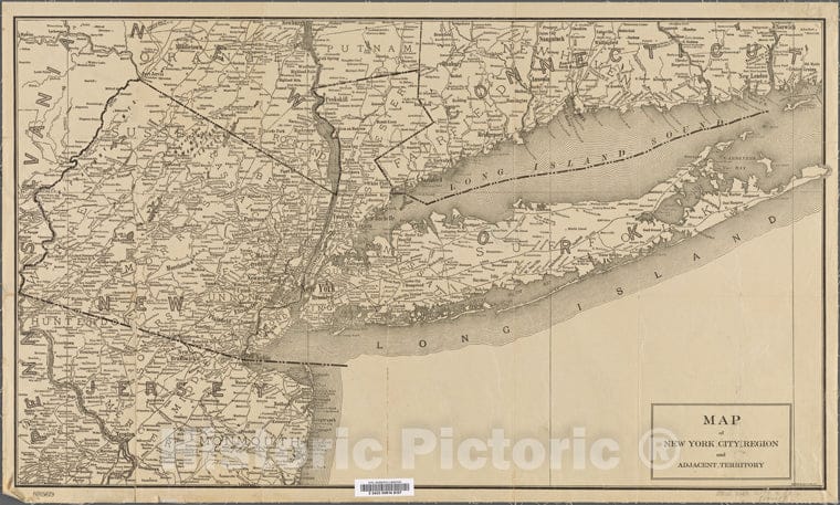 Historic 1900 Map - Map Of New York City Region And Adjacent Territory.Of New York City And State - New York City & Vicinity - Vintage Wall Art